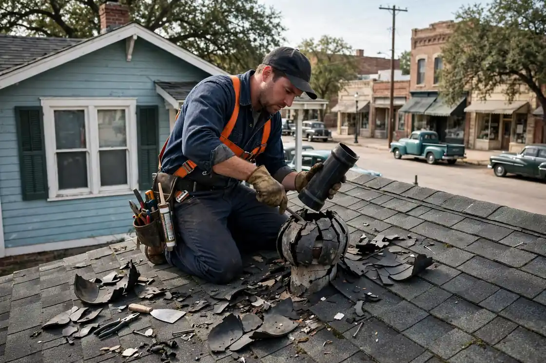 Reparación de maleteros de tuberías en un bungalow de los años 50 en Historic Sixth Street, Texas